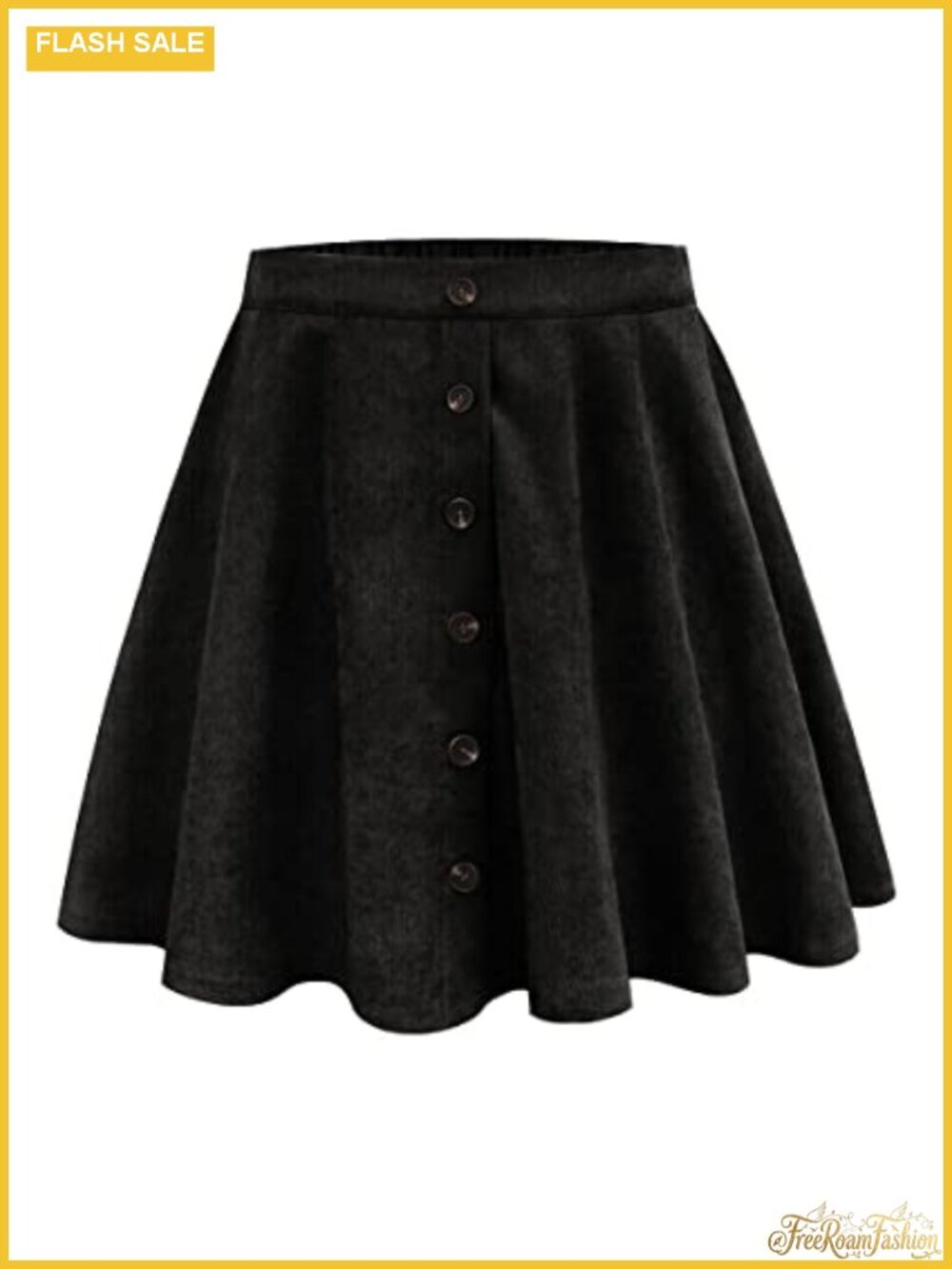 Plus Size Corduroy Mini Skirt A-Line Button Front Fall Winter